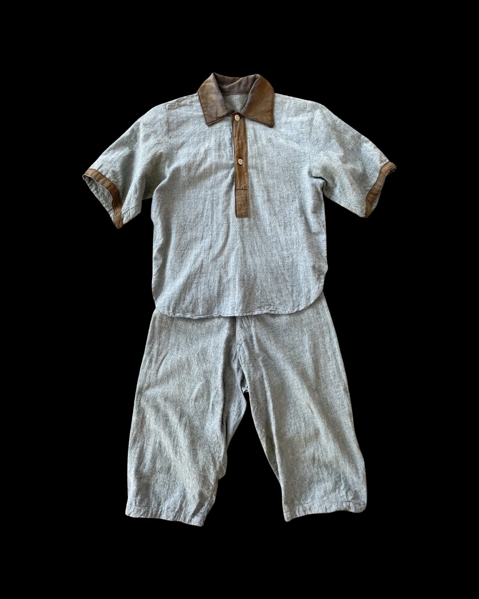 1930s Striped Cotton Flannel Sportswear Two Piece Set