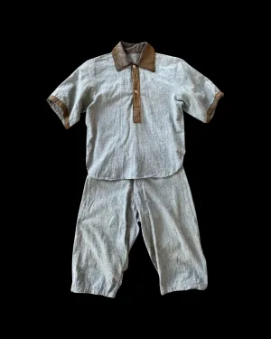 1930s Striped Cotton Flannel Sportswear Two Piece Set