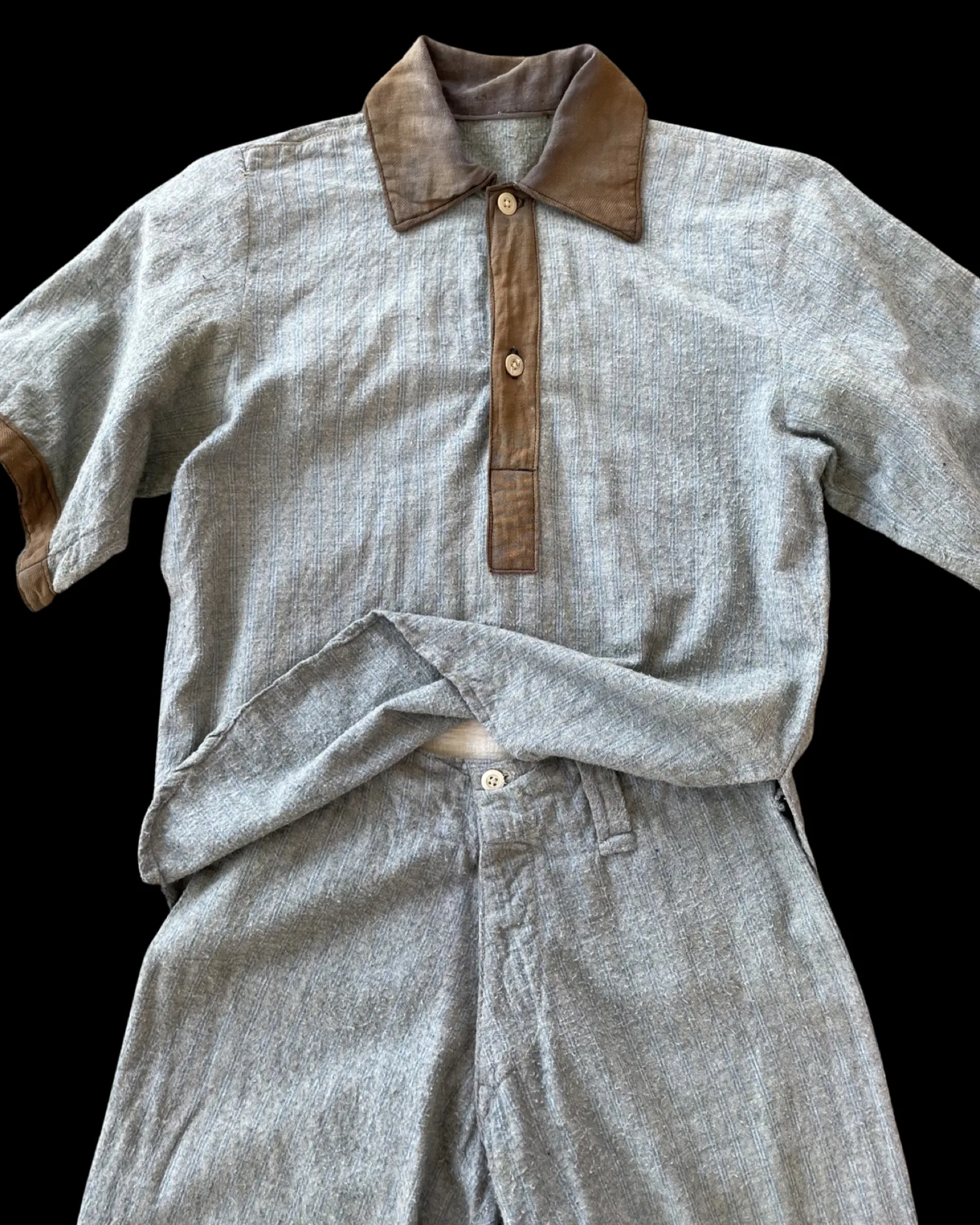 1930s Striped Cotton Flannel Sportswear Two Piece Set