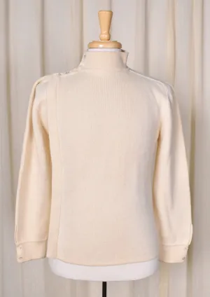 1960s Vintage Cream Zipper Sweater