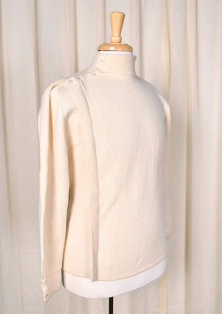 1960s Vintage Cream Zipper Sweater