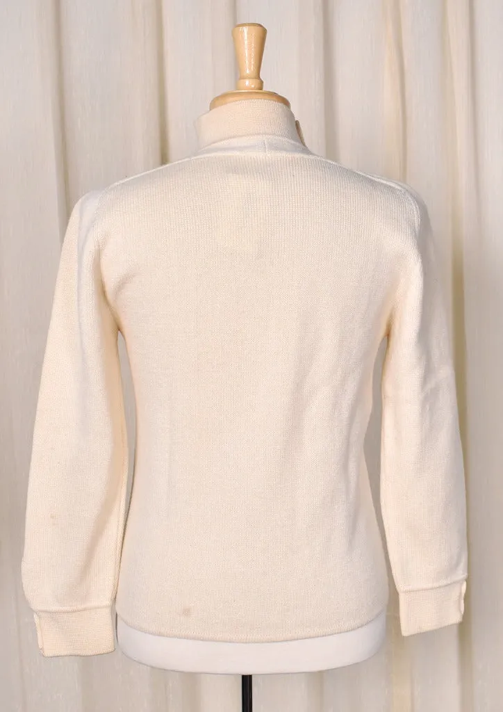 1960s Vintage Cream Zipper Sweater