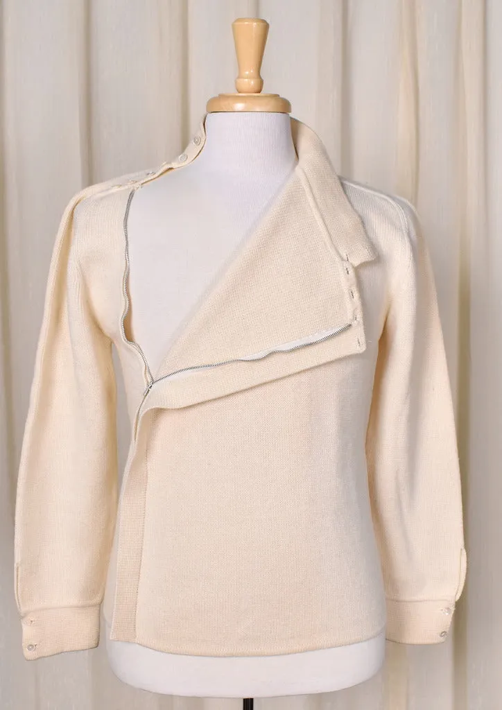 1960s Vintage Cream Zipper Sweater
