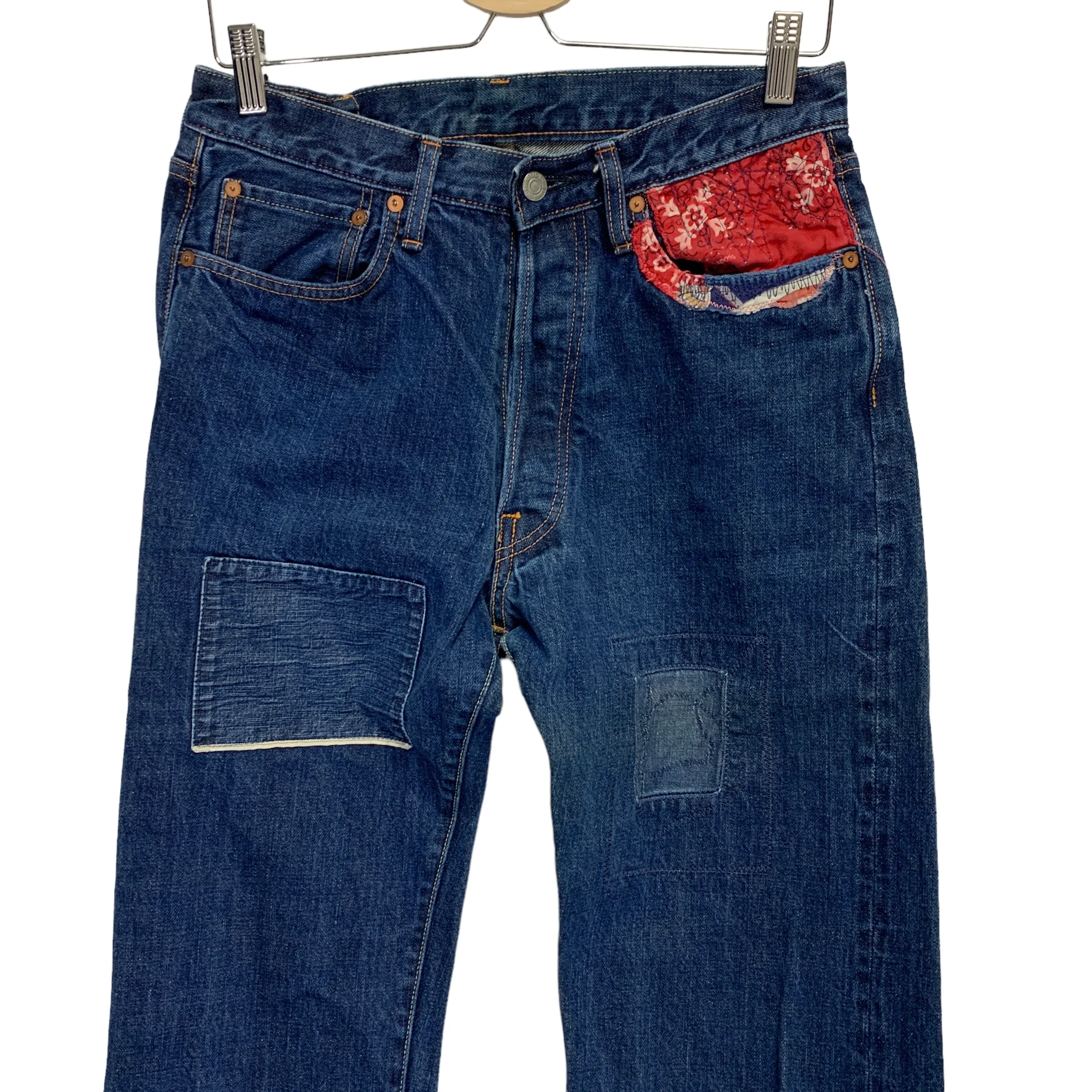 [30] Kapital Zipangu Blue Hand-Crafted Selvedge Bandana Patchwork Denim Jeans