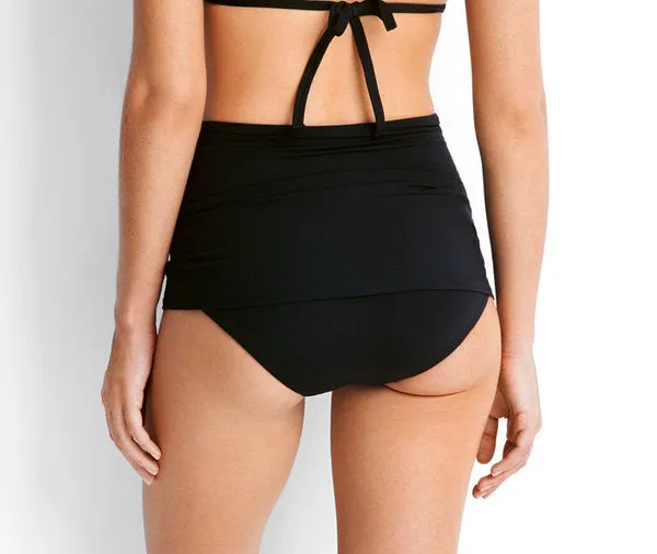 Active High Waisted Skirted Pant - Black