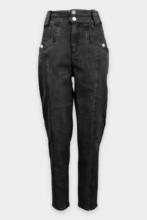 Alexa High Waist Pant With Snaps in Black