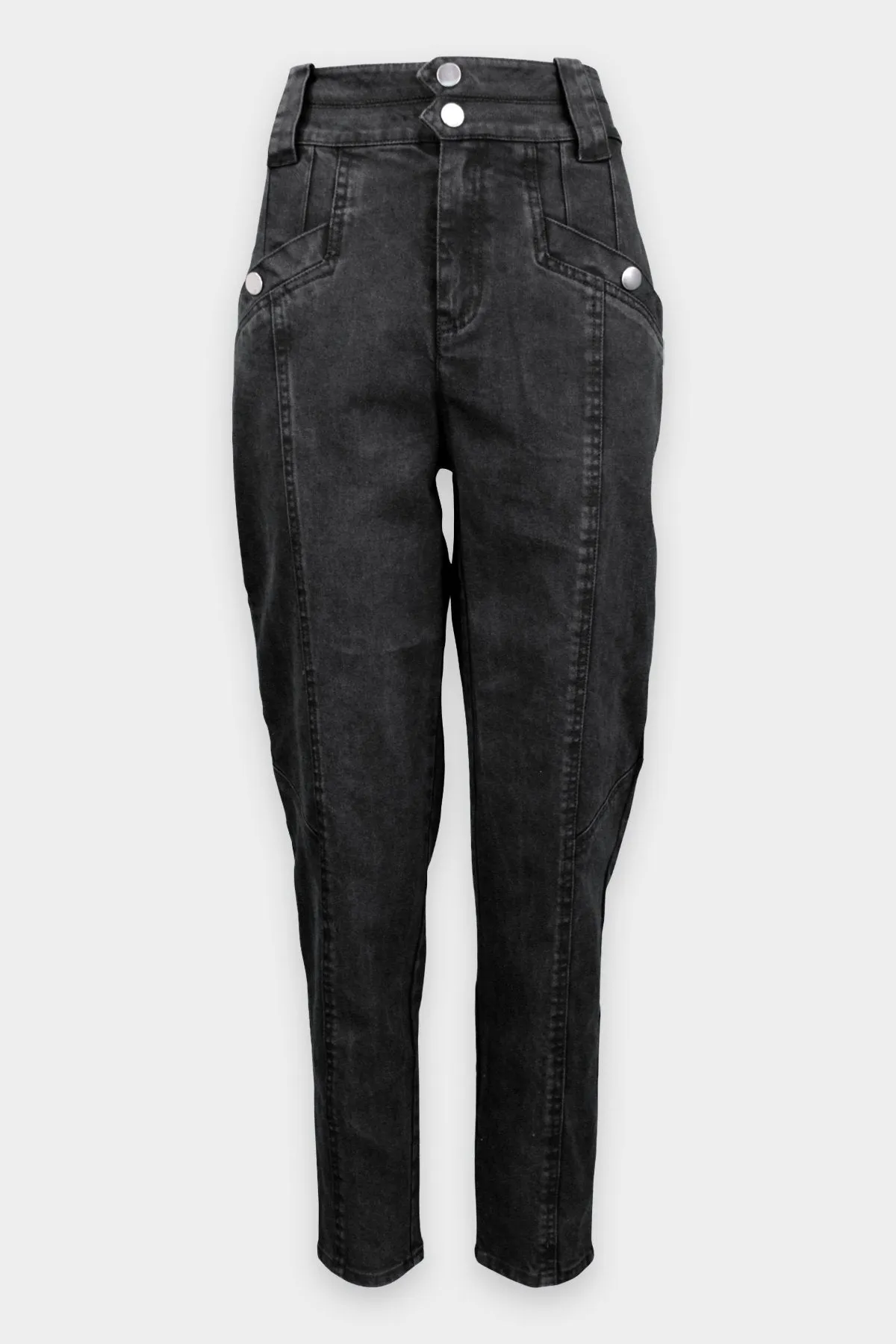 Alexa High Waist Pant With Snaps in Black