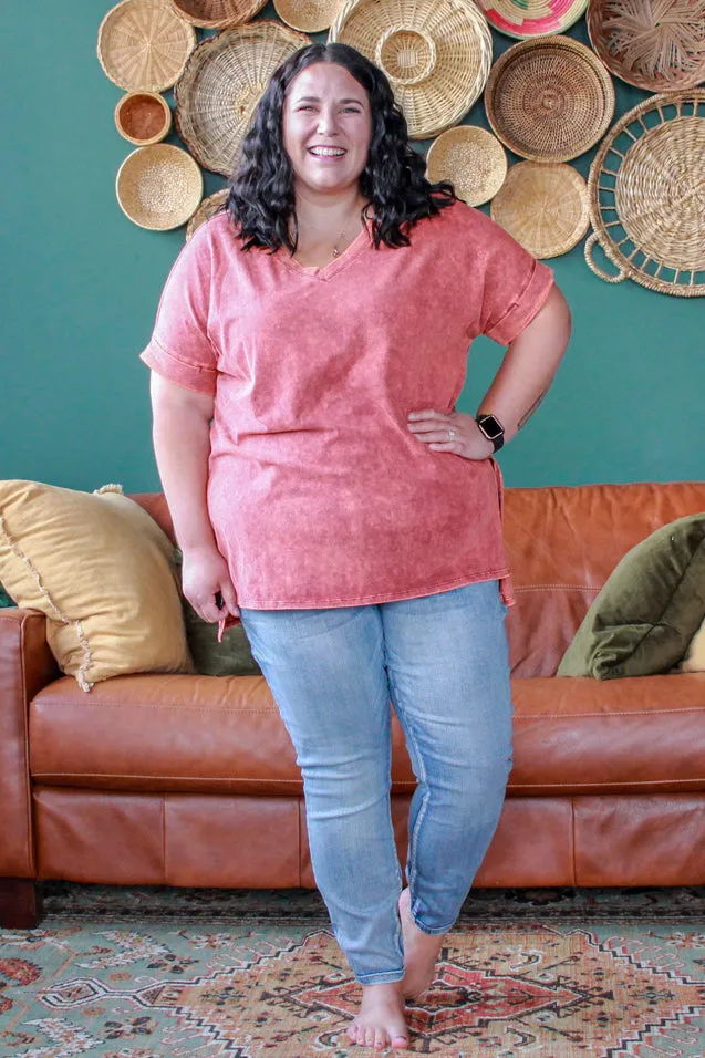 All-Time Acid Wash Tee, Pumpkin