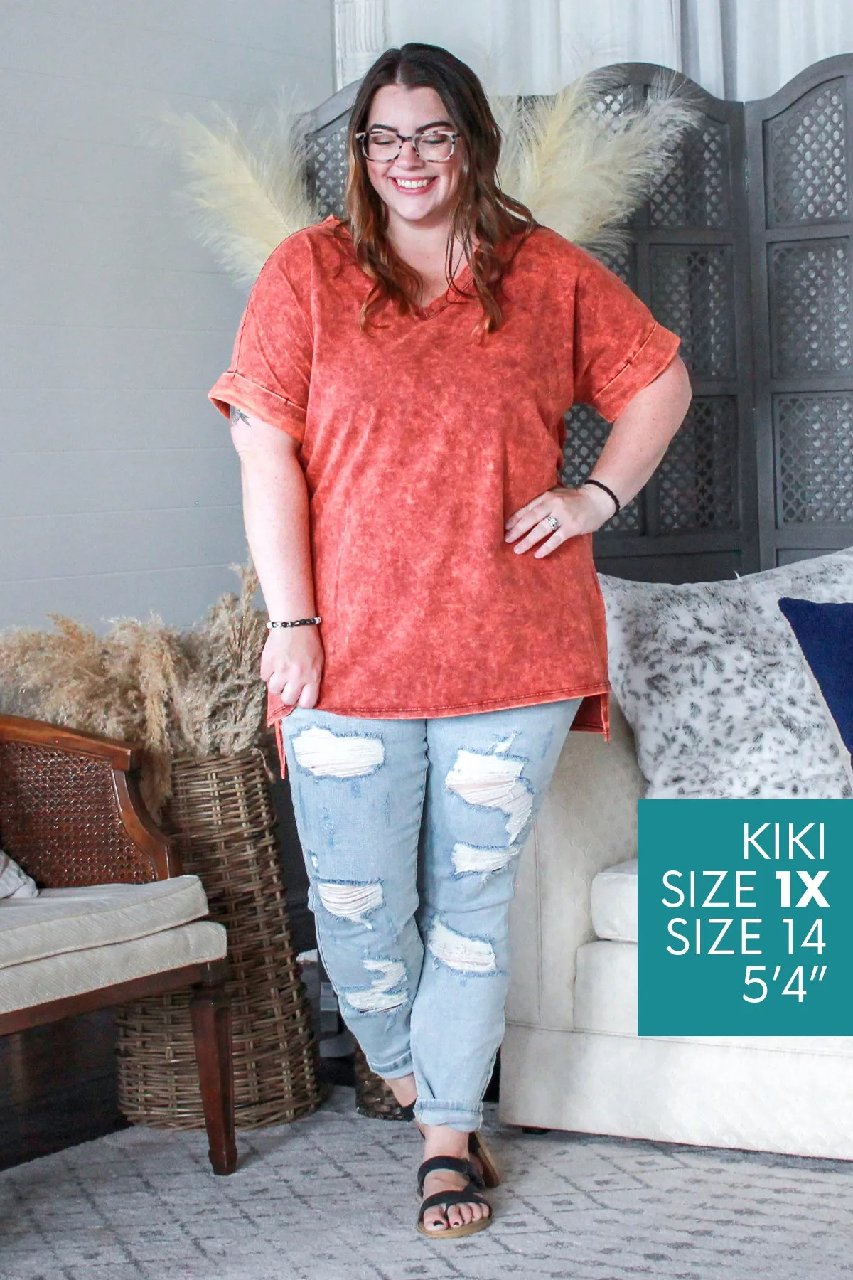 All-Time Acid Wash Tee, Pumpkin