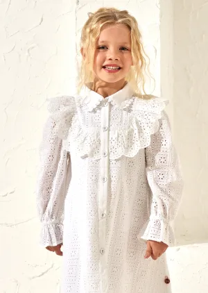 Amelie White Broderie Shirt Dress