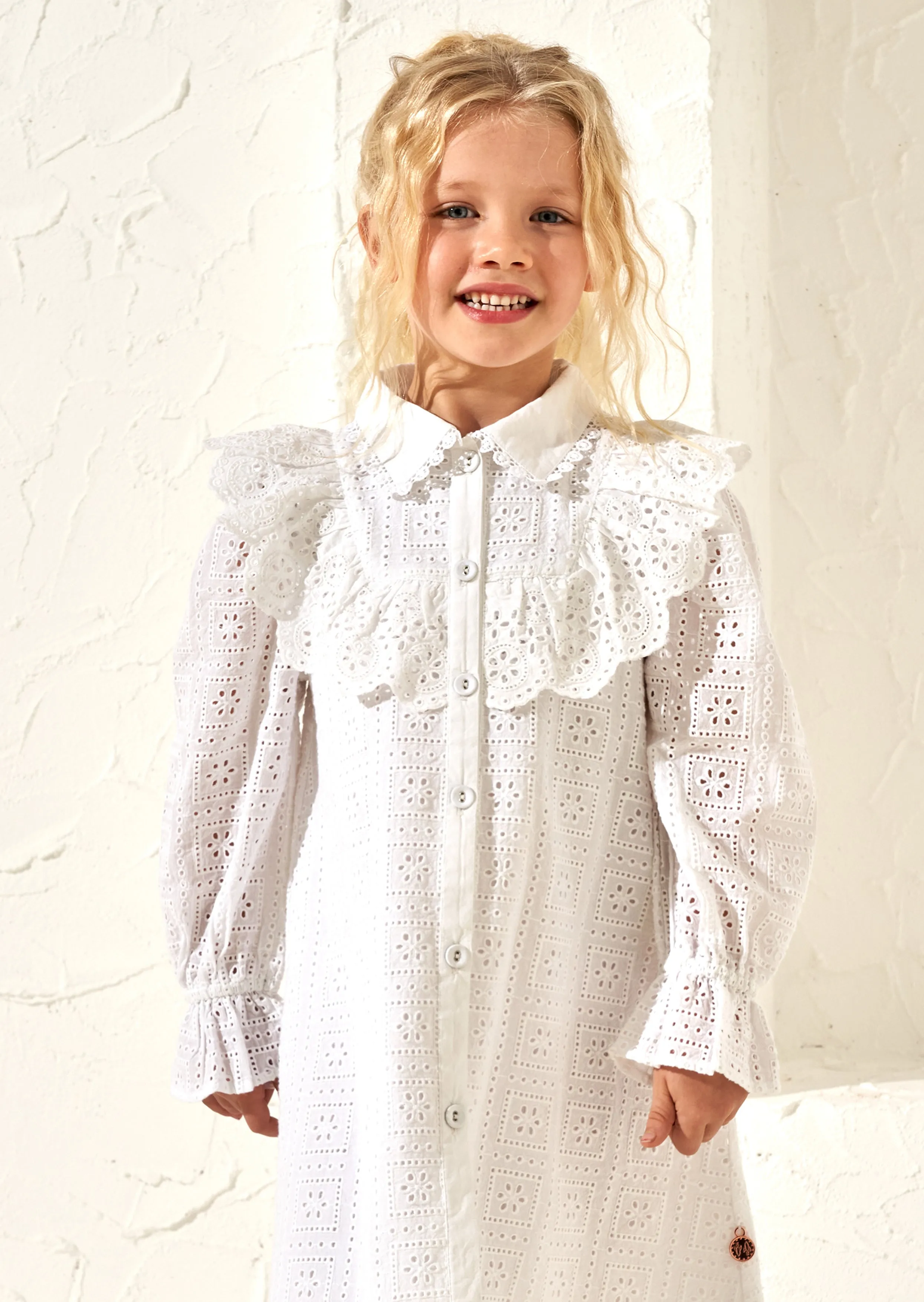 Amelie White Broderie Shirt Dress
