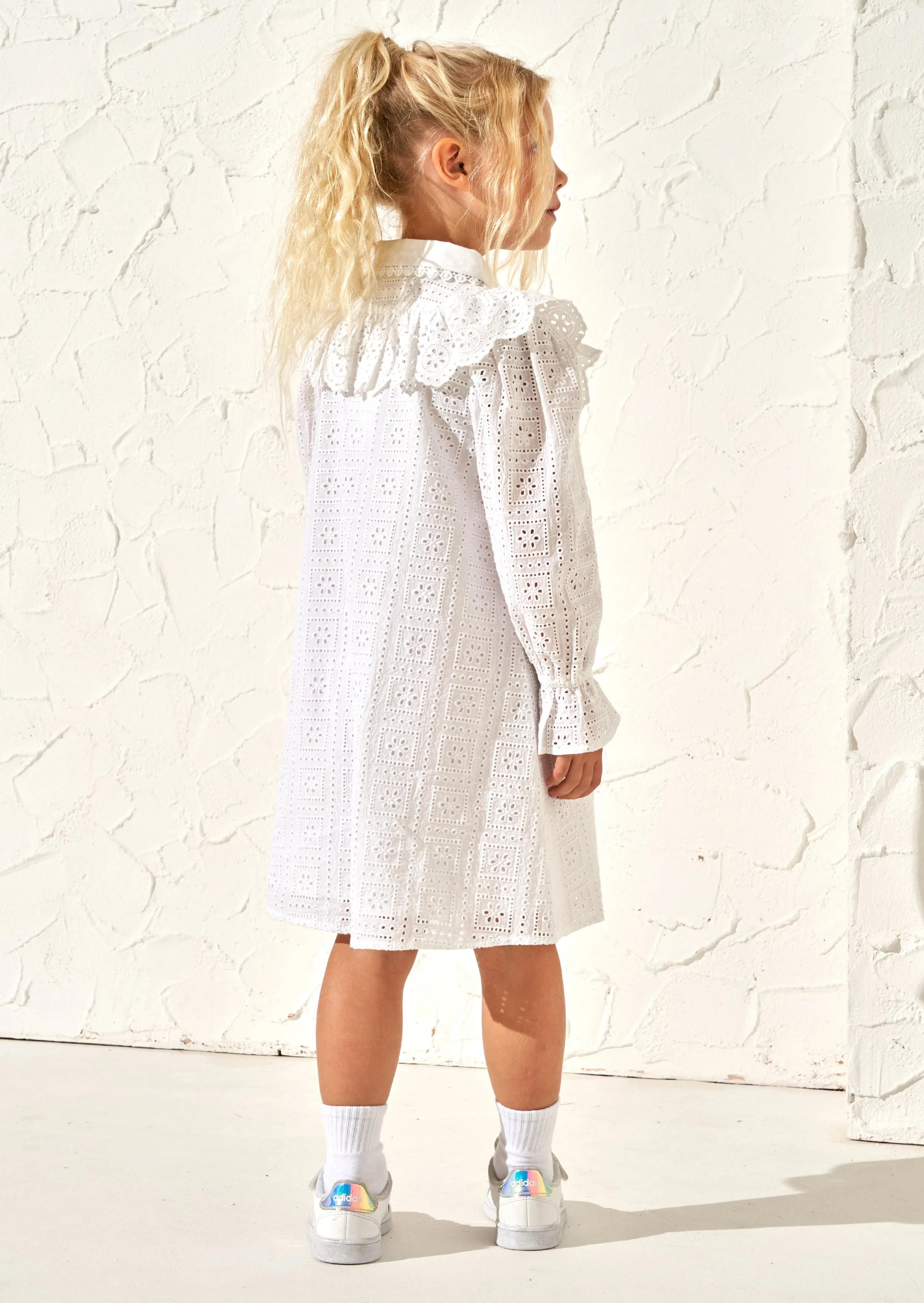 Amelie White Broderie Shirt Dress