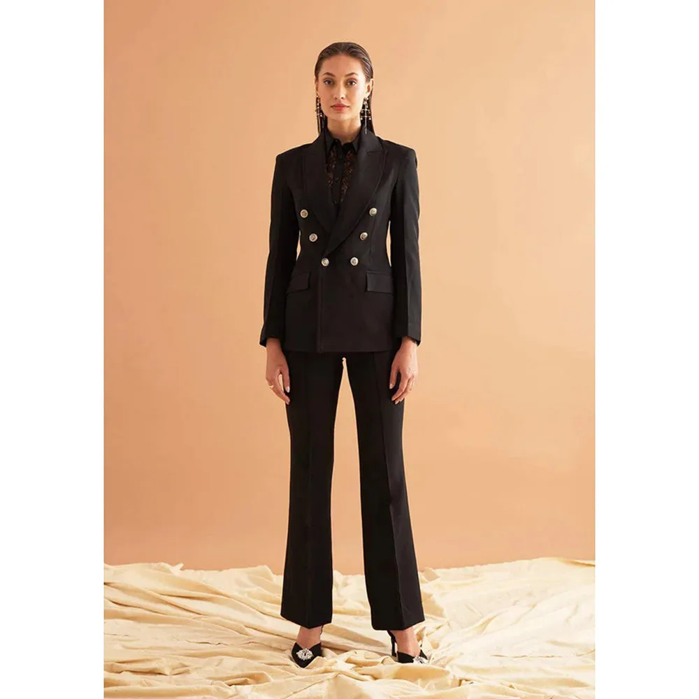 AMOSHI Black Solid/Plain Zendaya Blazer
