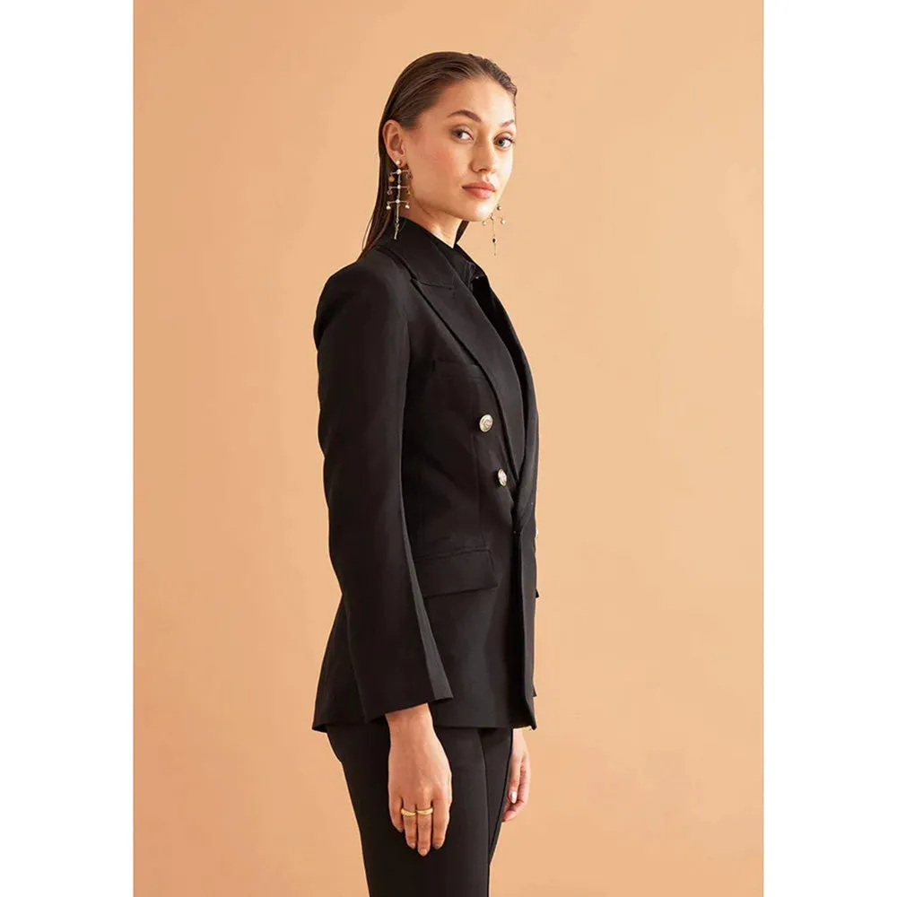 AMOSHI Black Solid/Plain Zendaya Blazer
