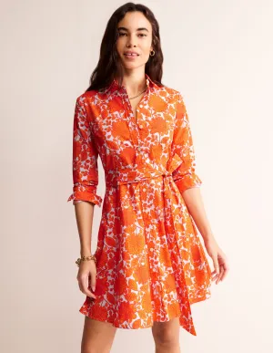 Amy Cotton Short Shirt Dress-Firecracker, Gardenia Swirl