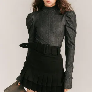 Aran pattern high neck tight tops