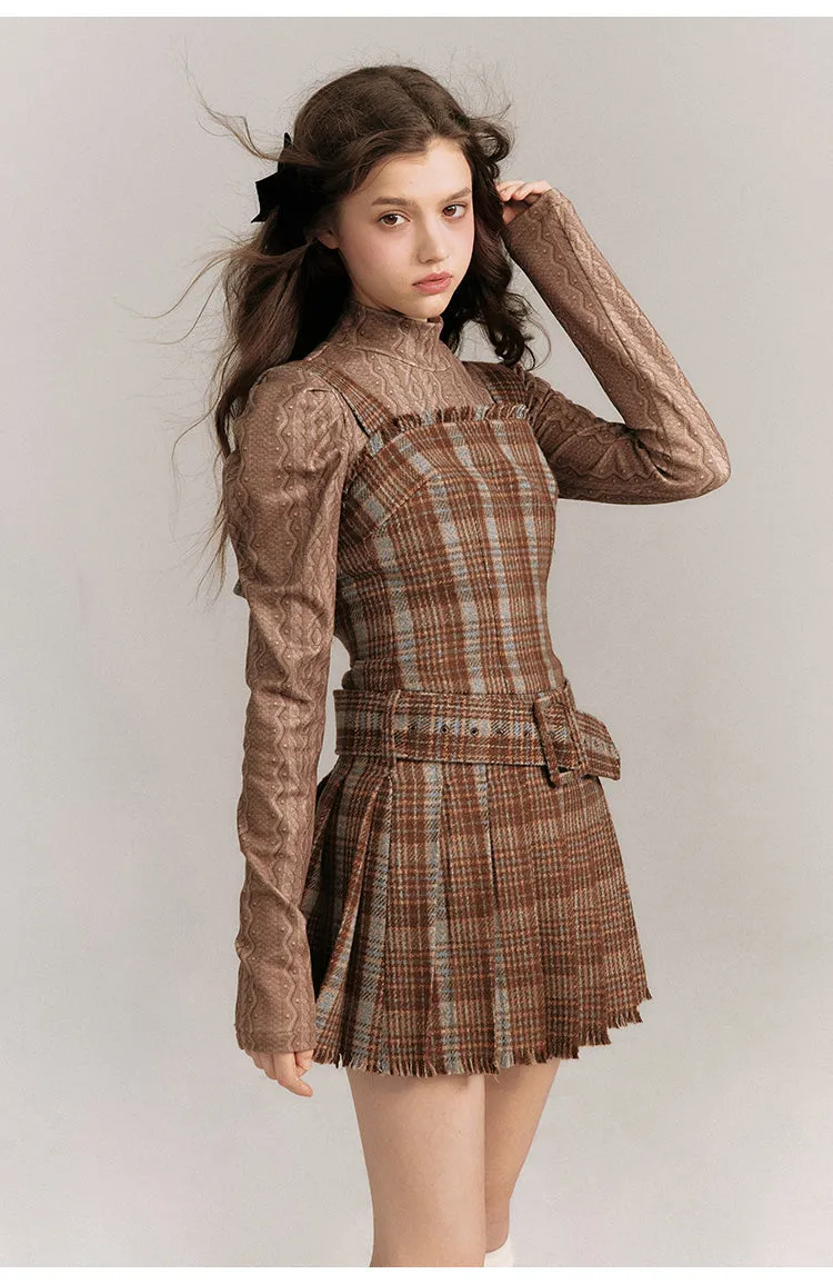 Aran pattern high neck tight tops