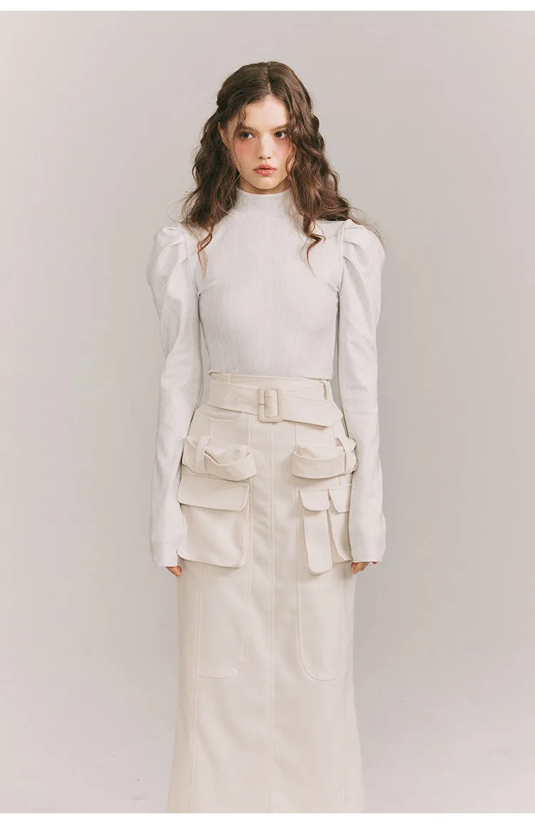 Aran pattern high neck tight tops