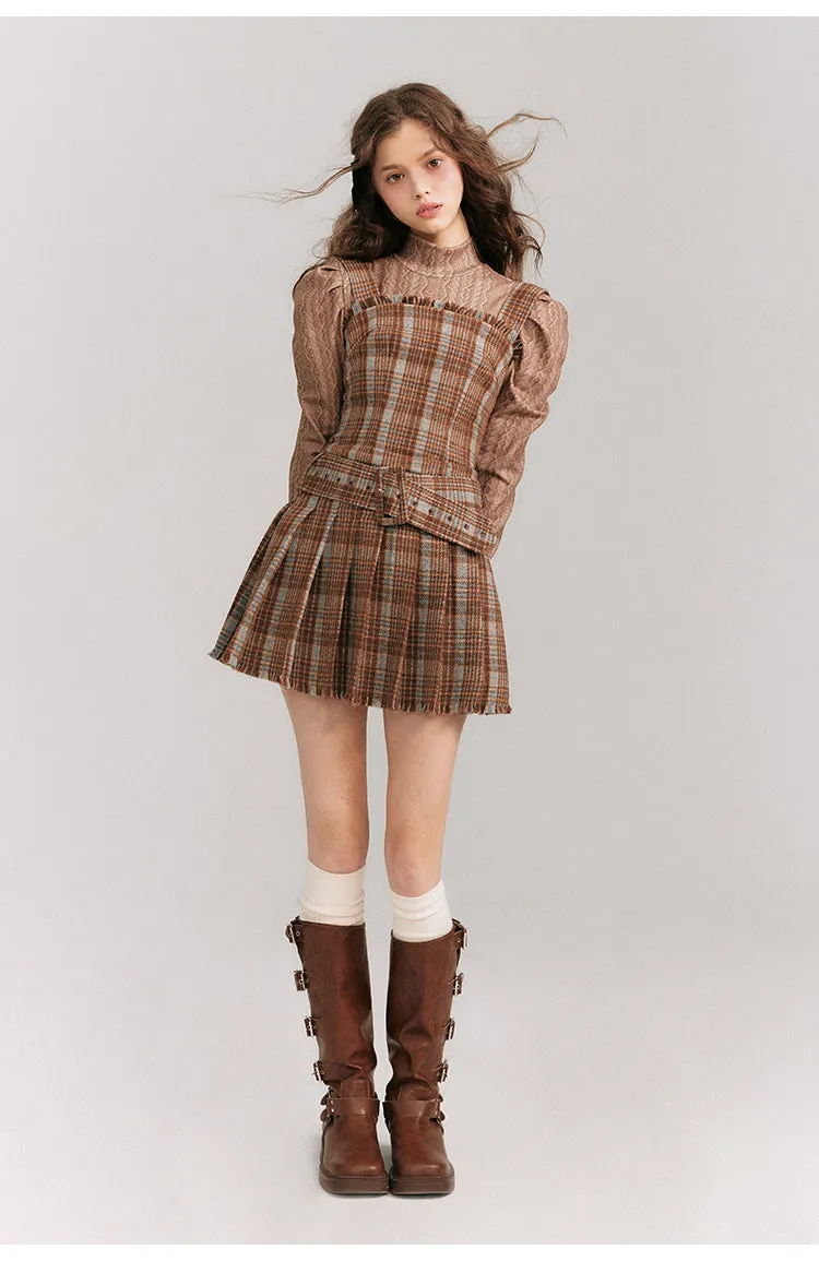 Aran pattern high neck tight tops