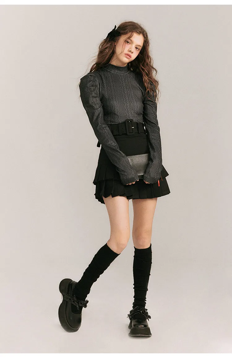 Aran pattern high neck tight tops