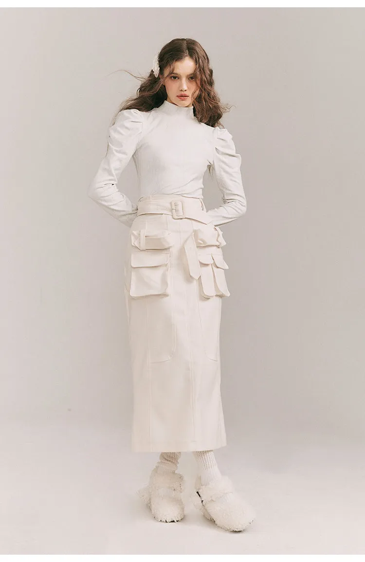 Aran pattern high neck tight tops
