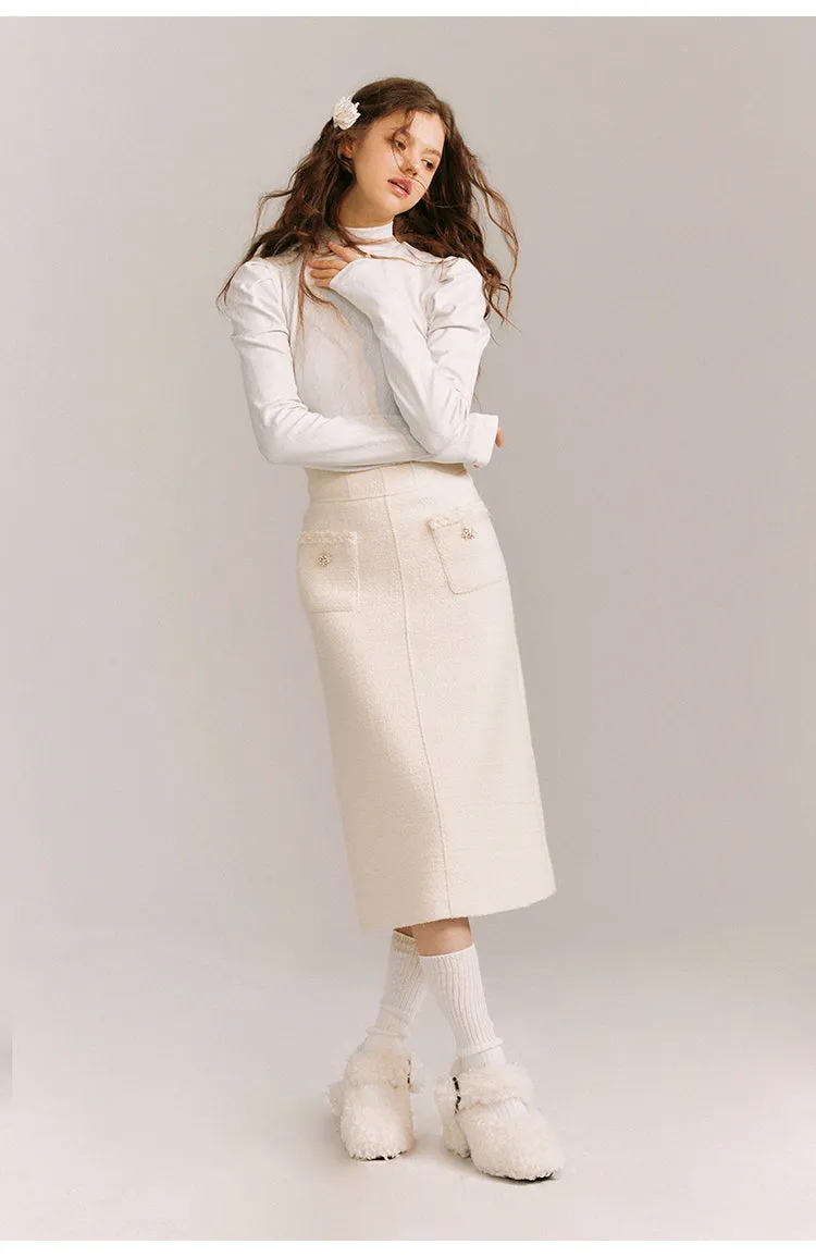 Aran pattern high neck tight tops