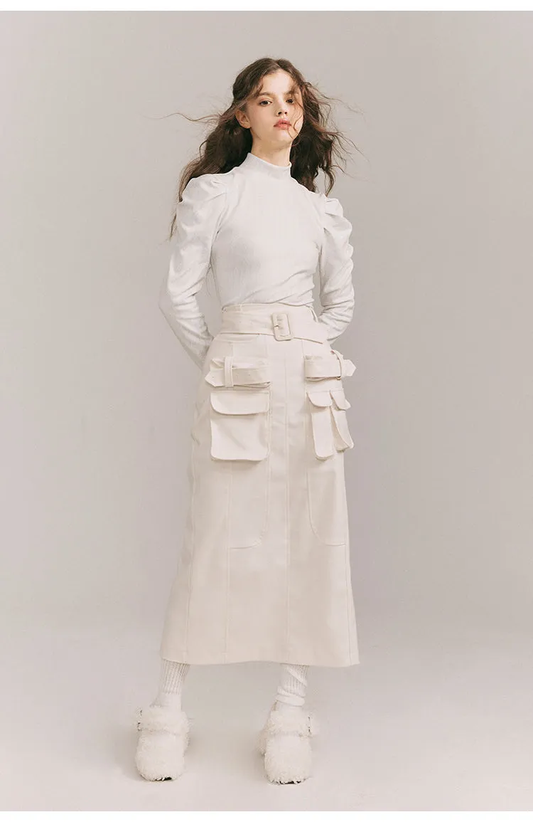 Aran pattern high neck tight tops