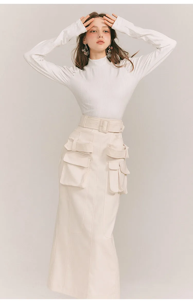 Aran pattern high neck tight tops