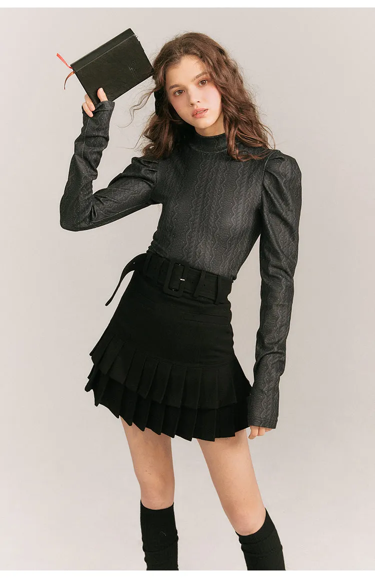 Aran pattern high neck tight tops