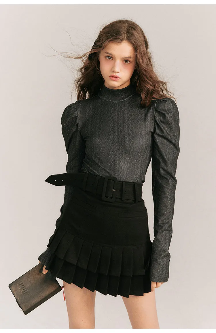 Aran pattern high neck tight tops