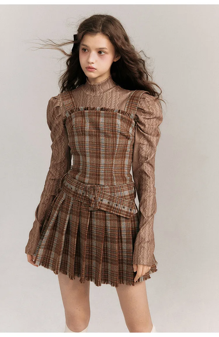 Aran pattern high neck tight tops
