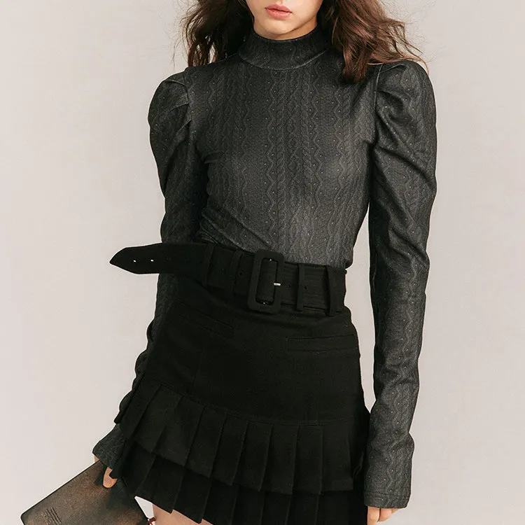 Aran pattern high neck tight tops