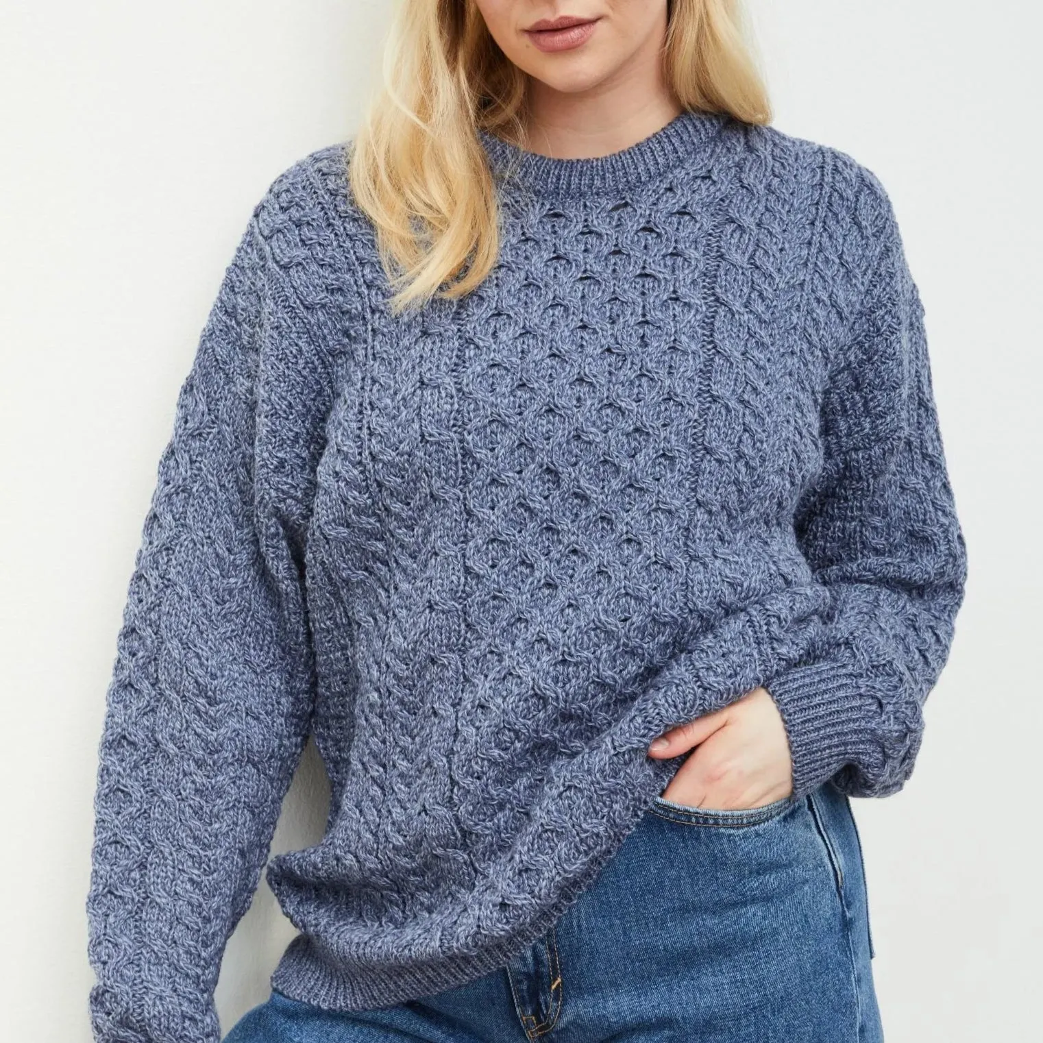 Aran Sweater -Blue/Grey