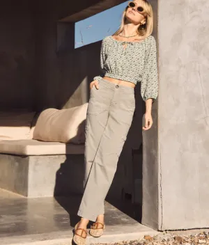 Aria Straight Leg Utility Pant in Faded Olive