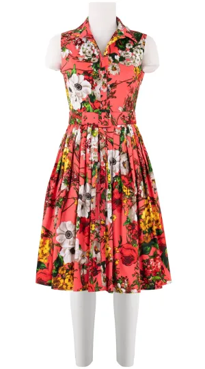 Audrey Dress #2 Shirt Collar Sleeveless Cotton Stretch (Alpine Flowers)