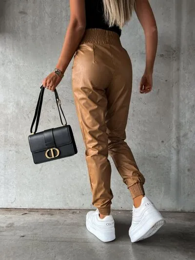 Auren Smocked High Waist Pants with Pockets