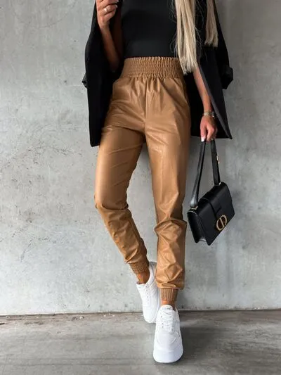 Auren Smocked High Waist Pants with Pockets