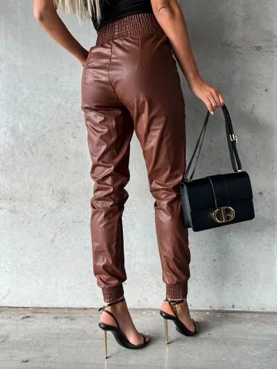Auren Smocked High Waist Pants with Pockets