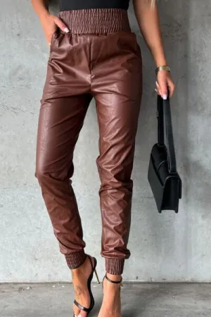 Auren Smocked High Waist Pants with Pockets