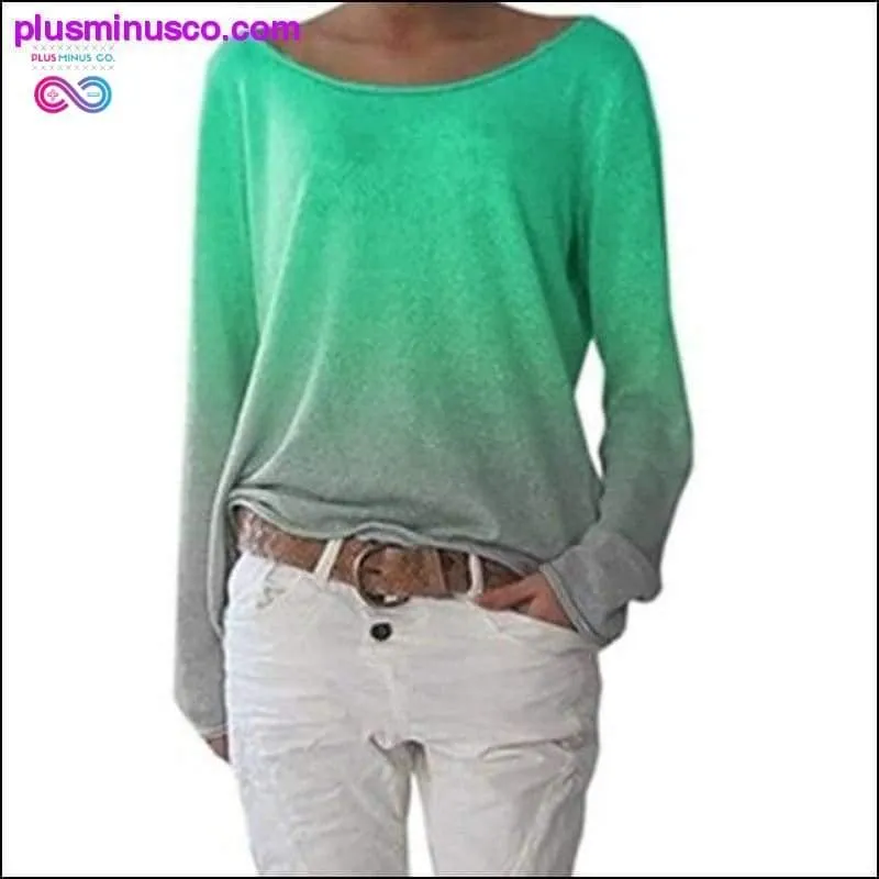 Autumn Ladies Long Sleeve T-Shirt O-Neck Sexy Gradient