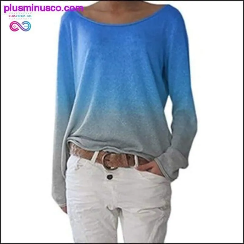Autumn Ladies Long Sleeve T-Shirt O-Neck Sexy Gradient