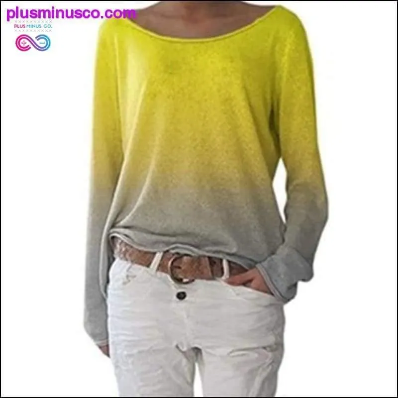 Autumn Ladies Long Sleeve T-Shirt O-Neck Sexy Gradient
