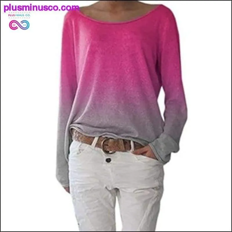 Autumn Ladies Long Sleeve T-Shirt O-Neck Sexy Gradient
