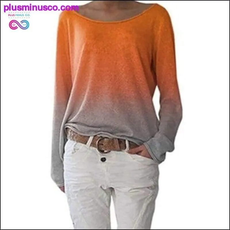 Autumn Ladies Long Sleeve T-Shirt O-Neck Sexy Gradient