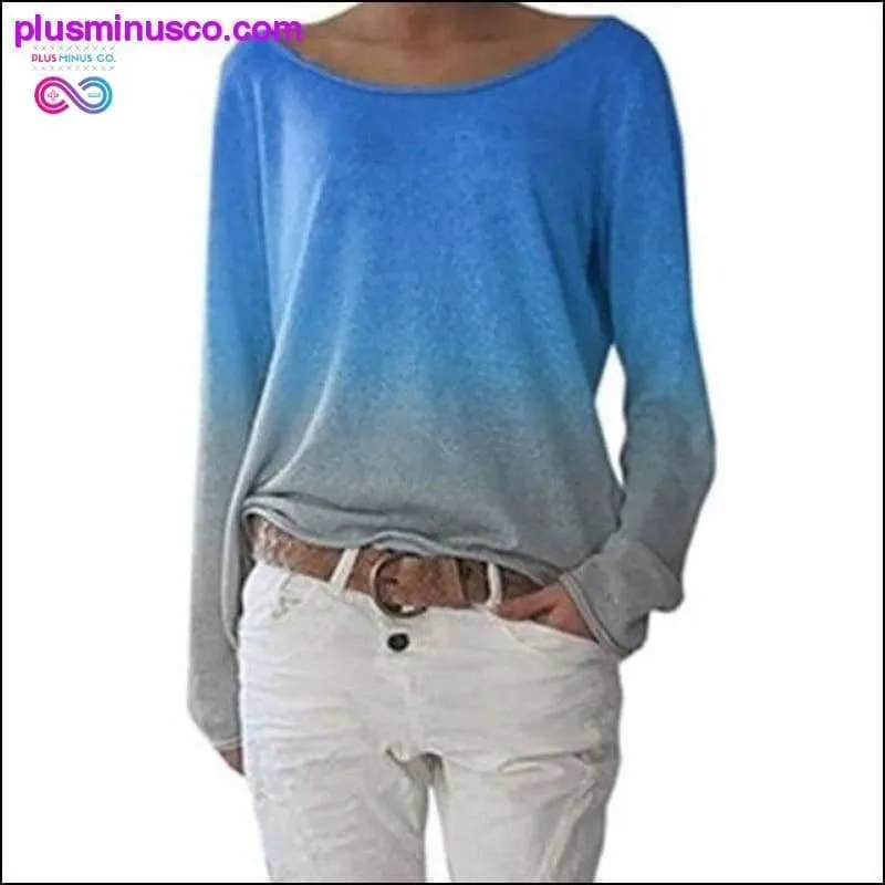 Autumn Ladies Long Sleeve T-Shirt O-Neck Sexy Gradient