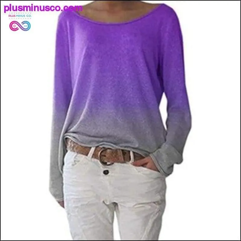 Autumn Ladies Long Sleeve T-Shirt O-Neck Sexy Gradient