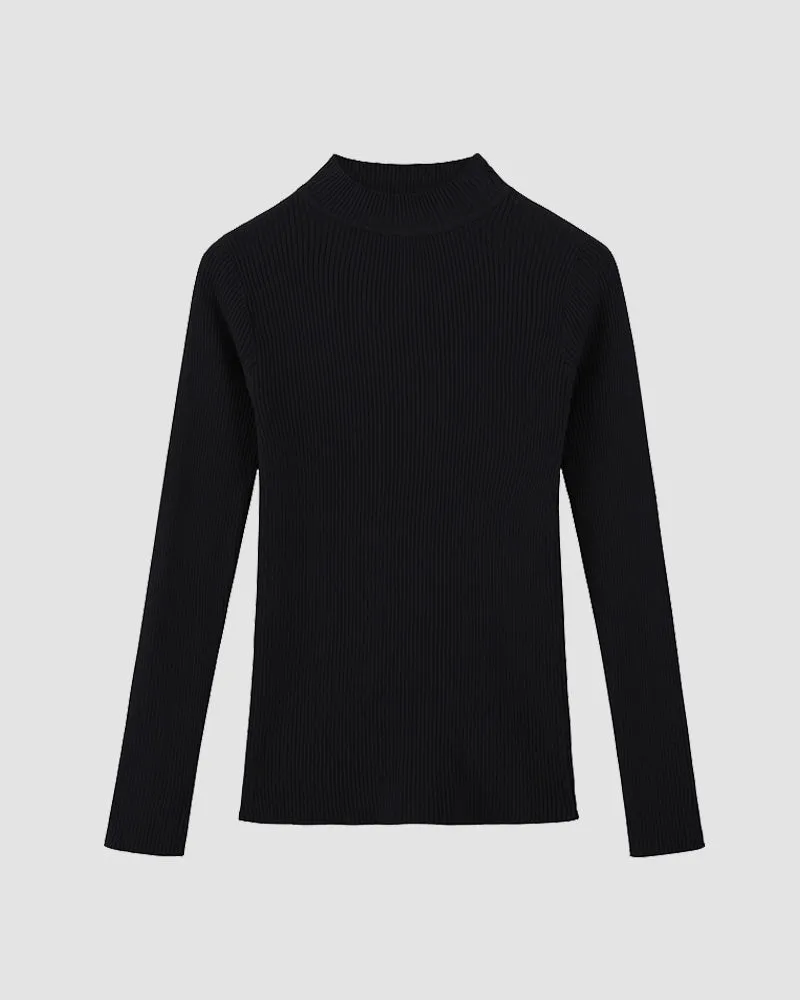Basic High Neck Knit Top