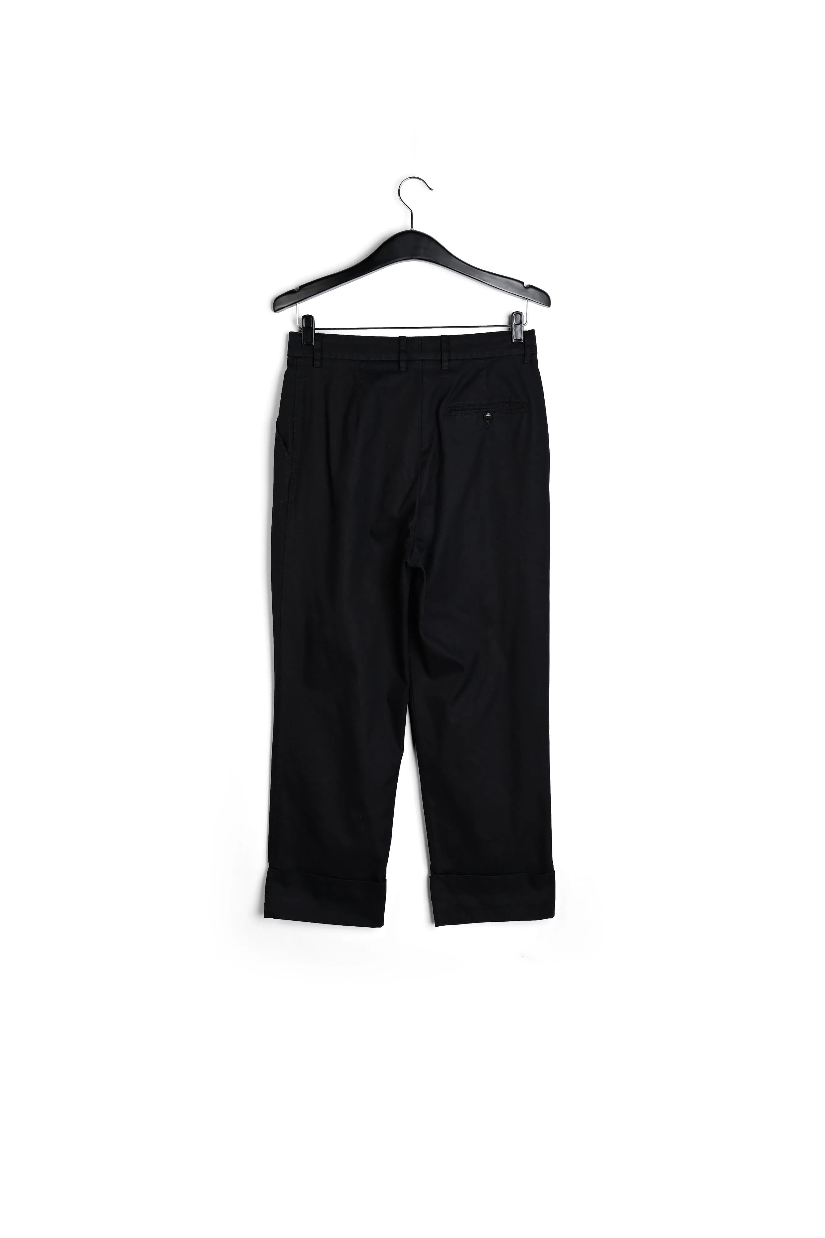 Black cotton-blend straight-leg pants