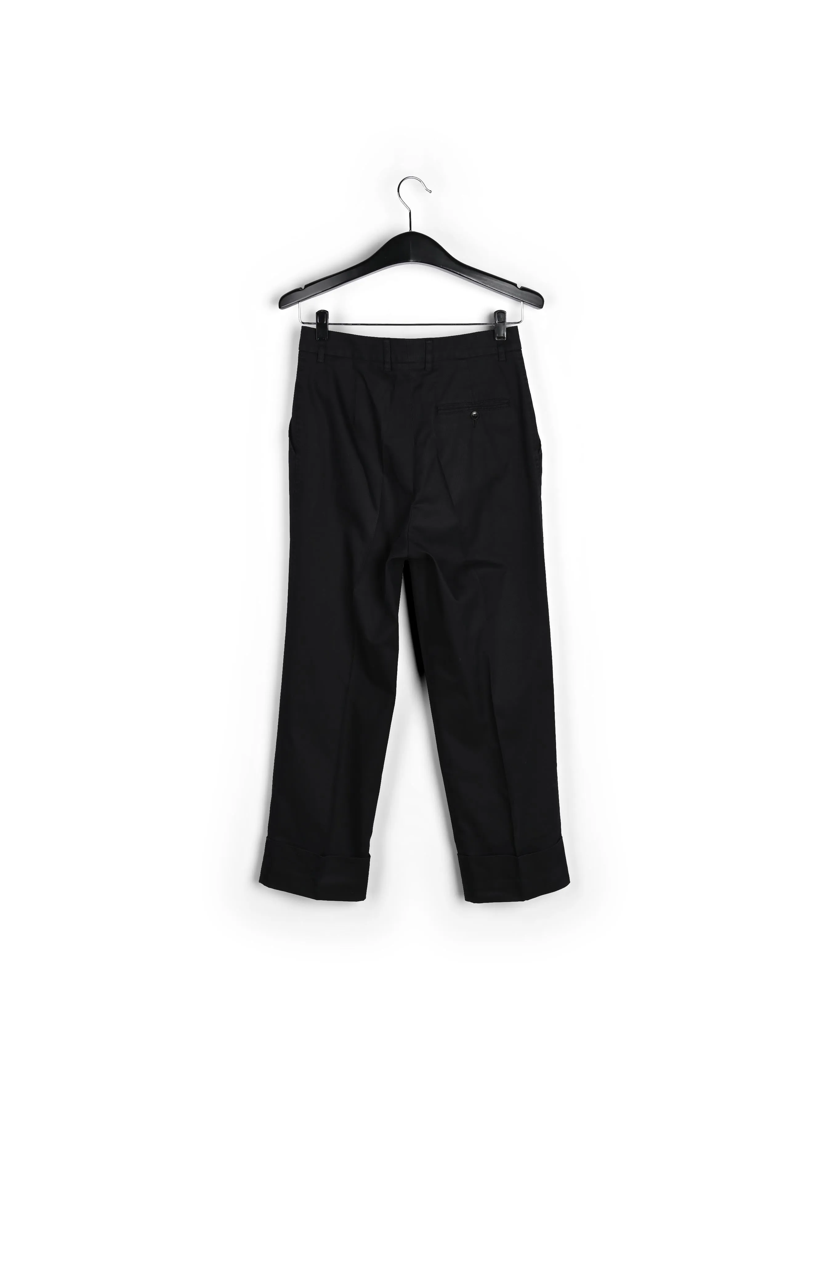 Black cotton-blend straight-leg pants