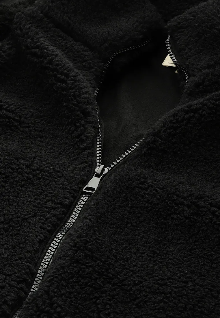 Black Faux Fur Hooded Jacket by RUW